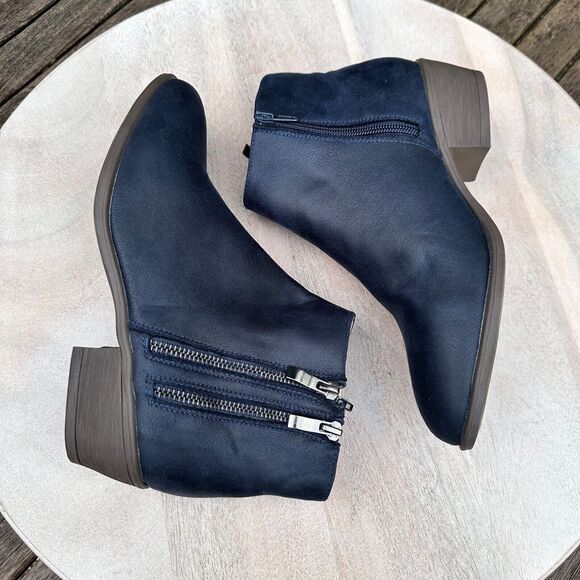 Journee Collection Womens Jayda Boots Size 7.5 Navy Blue Side Zip Faux Leather - Picture 8 of 10